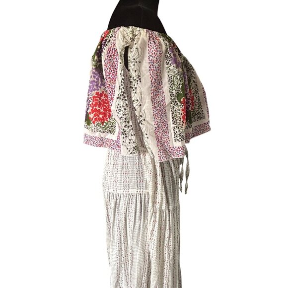 Maurice Antaya Intuition Floral Dress Small '80's Off-Shoulder Maxi Small - Picture 6 of 9